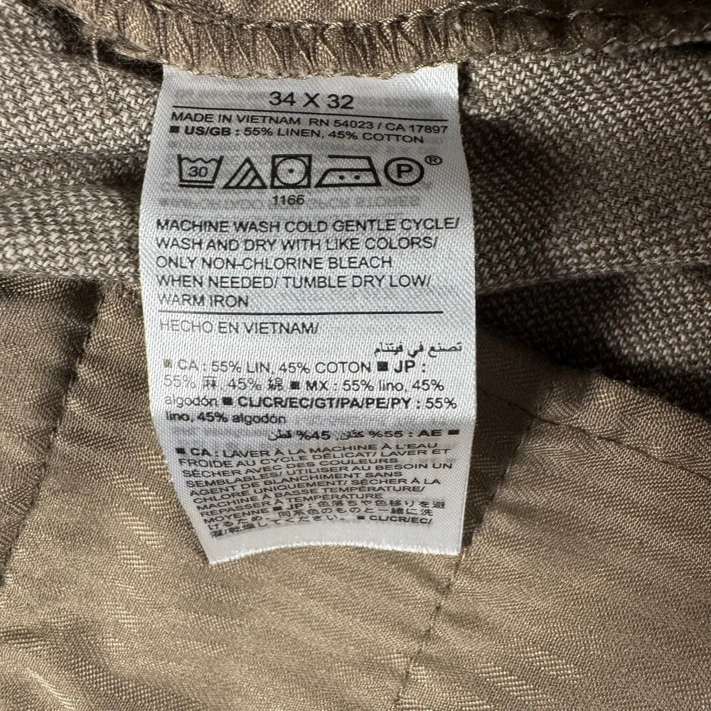 Banana Republic Athletic Pants Mens 34x32 Brown Linen Blend Elastic Waist Chinos